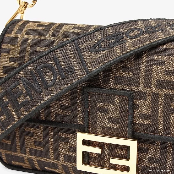 Affordable Baguette FF Bag Motif Fendi Medium Brown In Fabric 0726